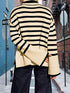 Übergroßer Damen Rollkragenpullover mit Streifen Pullover